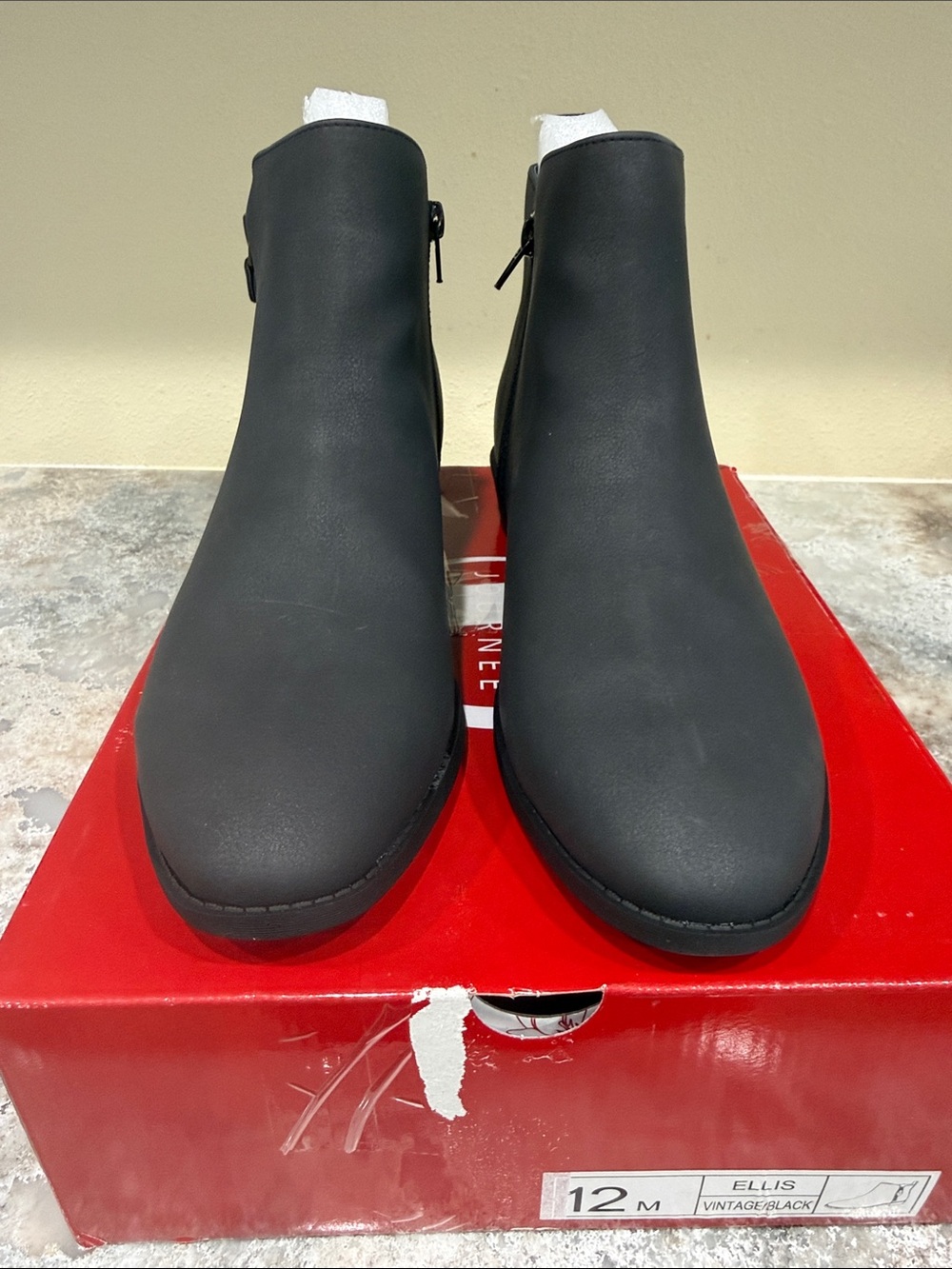Journee Collection Black Ankle Booties with Side Zip